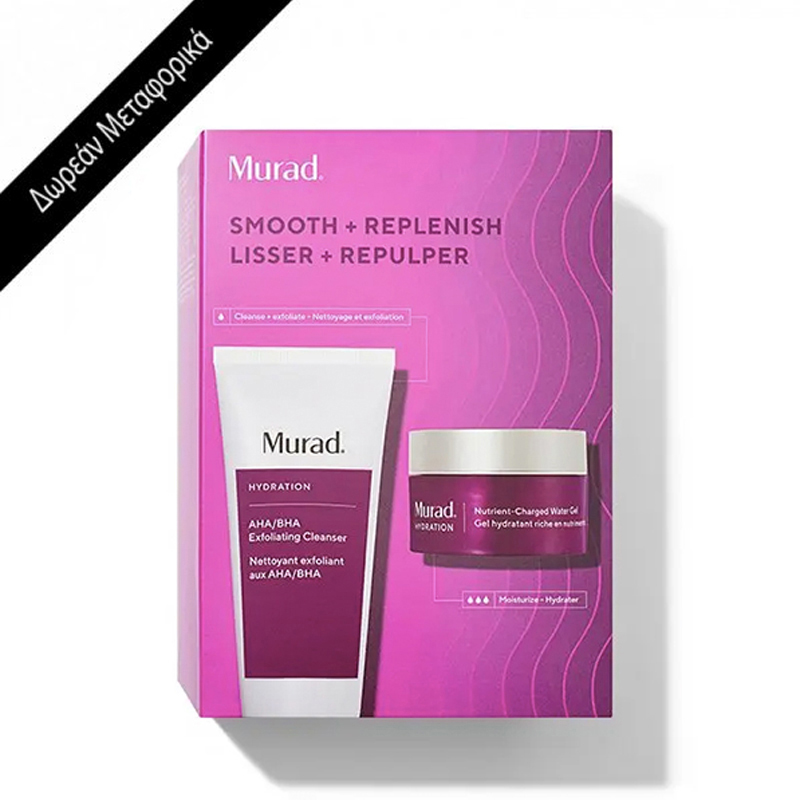 Murad Smooth + Replenish Value Set (AHA/BHA Exfoliating Cleanser 200ml & Nutrient Charged Water Gel 50ml) Murad Smooth + Replenish Value Set (AHA/BHA Exfoliating Cleanser 200ml & Nutrient Charged Water Gel 50ml)